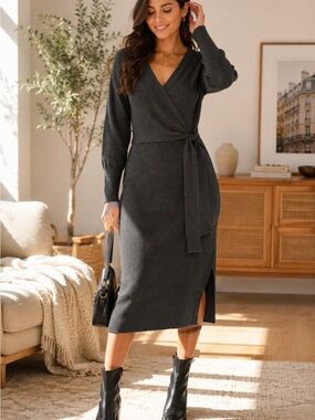 wayf long-sleeve turtleneck wrap midi dress Wayf Products for Sale up to 90% Off Retail: Poshmark